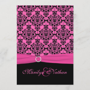 Convite cor-de-rosa e preto do casamento tema