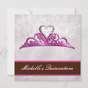 Convite cor-de-rosa elegante da tiara com diamante