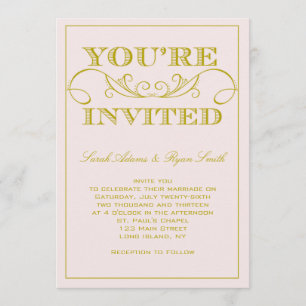 Convite cor-de-rosa elegante do casamento