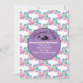 Convite Cor-de-Rosa Festa da Sereia Roxa
