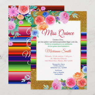 Convite cor-de-rosa floral mexicano para festa de 