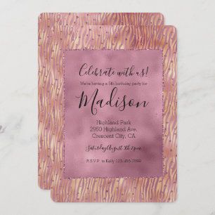 Convite Cor-de-rosa Glitzy Glitz Sparkle Zebra Impressão