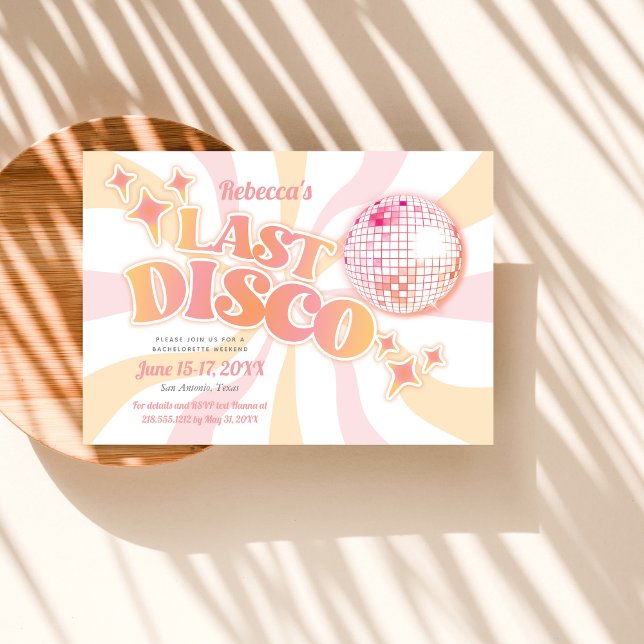 Convite Cor-de-Rosa Groovy para Último Disco de De (Criador carregado)