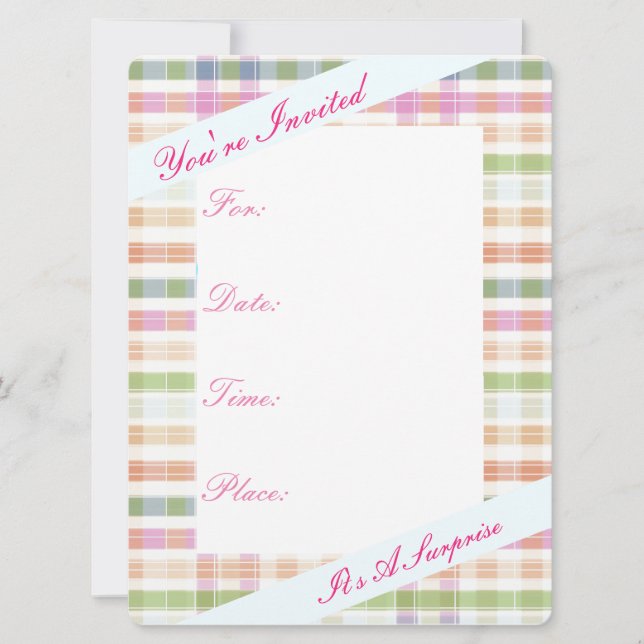 Convite Cor-de-rosa laranja e azul (Frente)