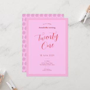 Convite Cor de rosa moderno 21 ruas