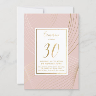 Convite Cor de rosa moderno e aniversário de 30 anos Dour