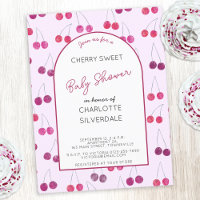 Convite cor-de-rosa para Chá de fraldas de cereja