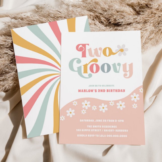 Convite Cor-de-rosa para dois segundos aniversário (Criador carregado)