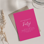 Convite Cor-de-rosa-quente aniversário de 40 anos de Scrip<br><div class="desc">Um elegante design de convite de festas com tipografia moderna e texto personalizado.</div>