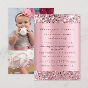 Convite Cor-de-rosa-Rosa da-Festa de aniversário brilhante