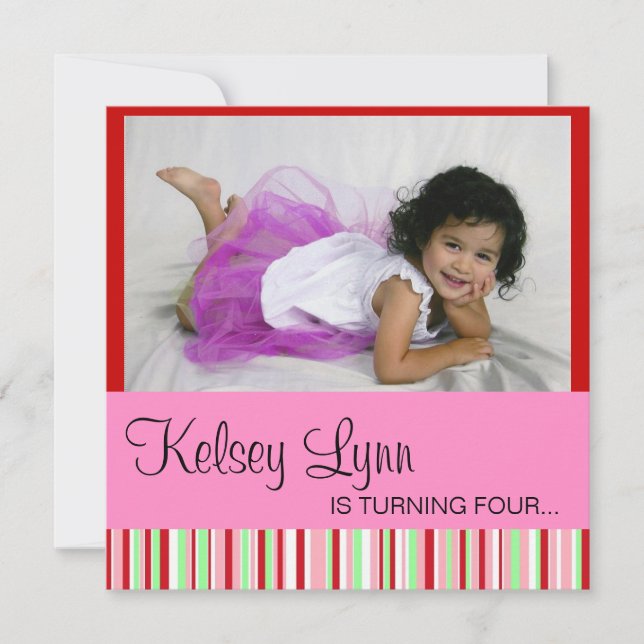 Convite cor-de-rosa vermelho da melancia (Frente)