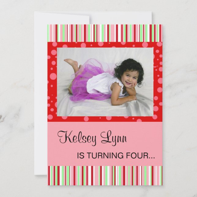 Convite cor-de-rosa vermelho da melancia (Frente)