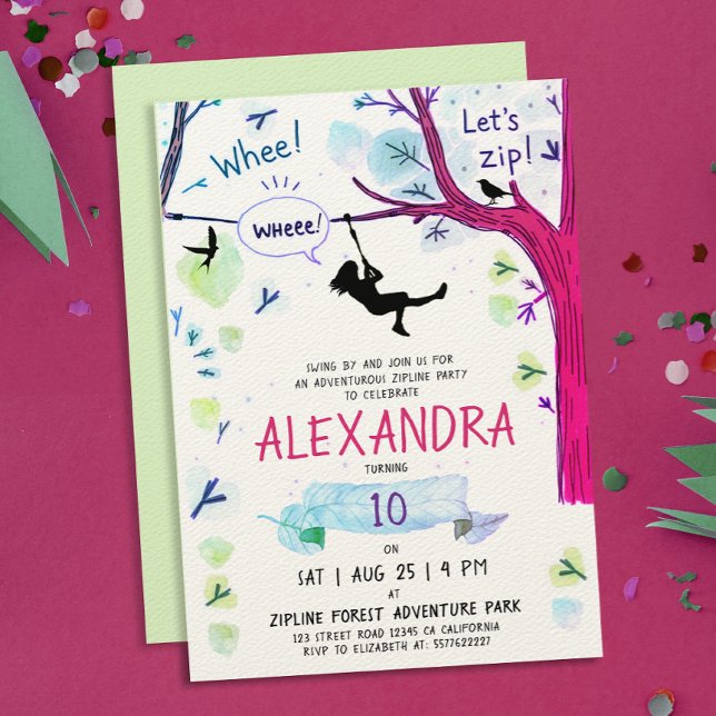 Convite Cor Difundida Zipling Rapariga do Exterior Aquarel (Criador carregado)