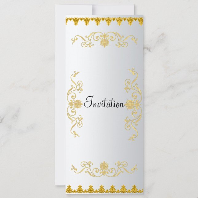 Convite cor Dourado Branco Elegante (Frente)