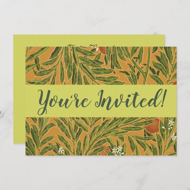 Convite Cor Floral da Pinagem de Árvore Laranja (Frente/Verso)