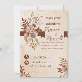 Convite Cor Floral Marrom 