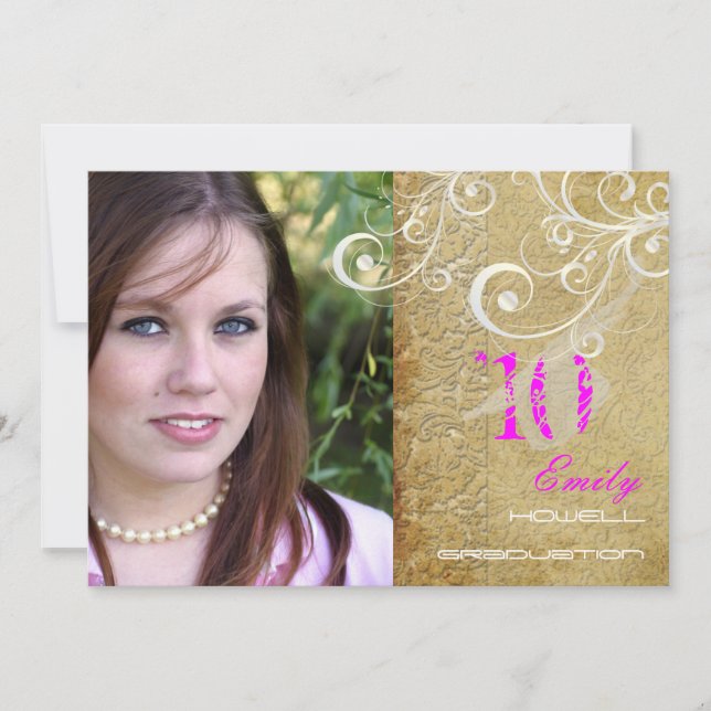Convite Cor/Graduações de destaque personalizáveis do PixD (Frente)