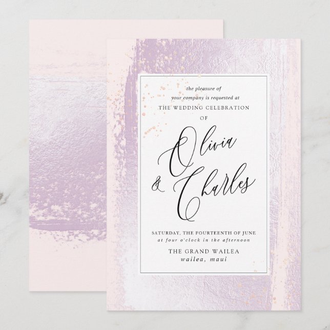 Convite Cor Lilática Lenta Brilhante + Metálico Esfarelo (Frente/Verso)