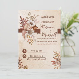 Convite Cor Marrom Floral