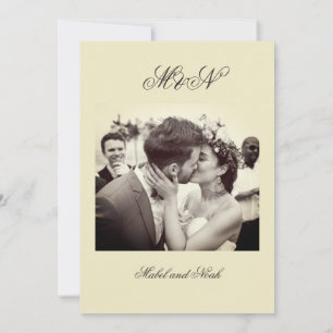 Convite Cor Neutral da Foto Romântica de Casamento