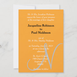 Convite Cor Solar do Monograma Laranja