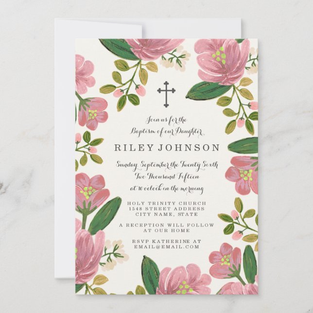 Convite Cora o baptismo do buquê (Frente)