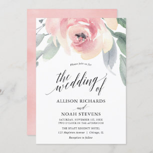 Convite Cora o casamento elegante da aguarela floral