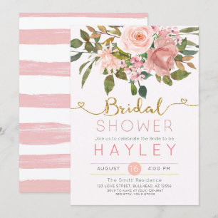 Convite Cora o chá de panela botânico floral Dourado