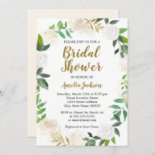 Convite Cora o chá de panela Dourado da grinalda da