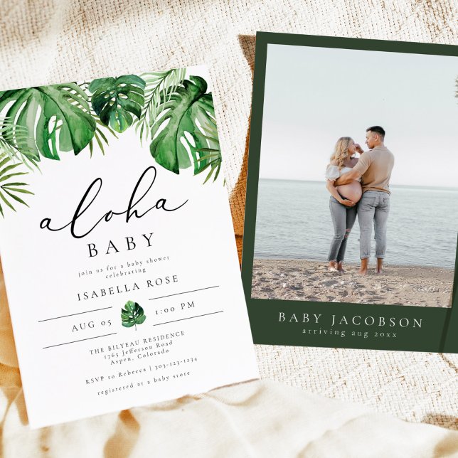Convite CORA Palma Tropical Aloha Baby Chá de fraldas (Criador carregado)