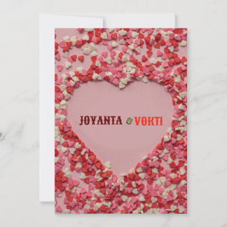 Convite Coração amor Joyanta & Vokti cor marrom vermelho
