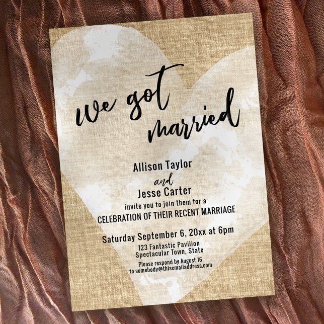 Convite Coração Aquarela Branca Nós Casamos Festa em Sacar (Criador carregado)