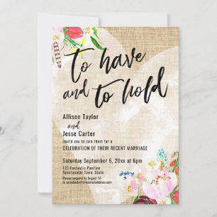 Convite Coração Boho Floral Burel Para Ter e Manter