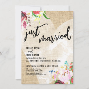 Convite Coração Boho Flores Sacaria Casamento Recém-Casado