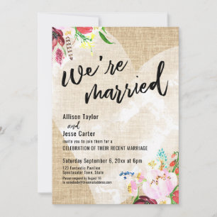 Convite Coração Boho Flores Tecido Casados Recepção