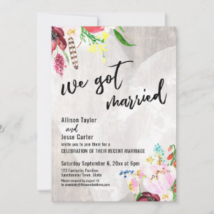 Convite Coração Boho, Madeira De Rústica Floral Nós No