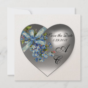 Convite CORAÇÃO BRANCO NÃO ME ESQUEÇAS MONOGRAMA Champagne