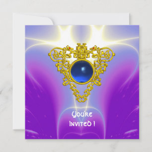 Convite CORAÇÃO CELTICA, azul claro, violeta roxa