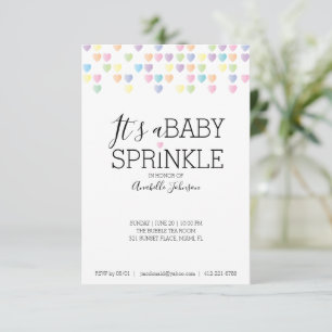 Convite coração confetti BABY SPRINKLE chá arco-íris paste