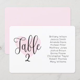 Convite Coração cor d'água rosa. Gráfico de assentos d