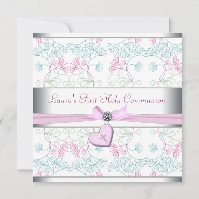 Convite Coração Cor-de-rosa-rosa-branca-rosa-rosa-primeira (Frente)