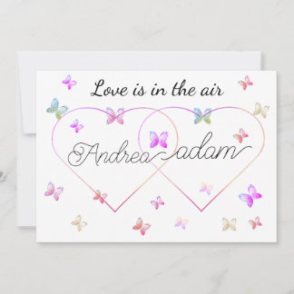 Convite coração das borboletas voadoras modernas