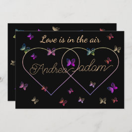 Convite coração das borboletas voadoras modernas