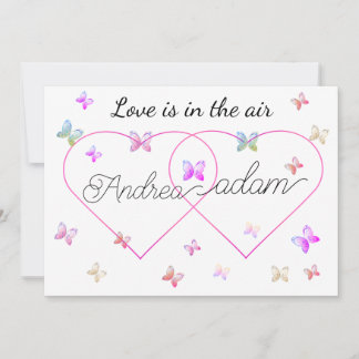 Convite coração das borboletas voadoras modernas