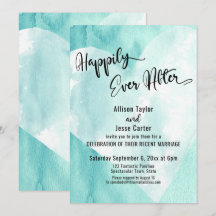 Coração de Aquarela Azul-Verde Branco Felizes para