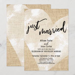Convite Coração de Aquarela Branca Casados Recém Burlap Fe