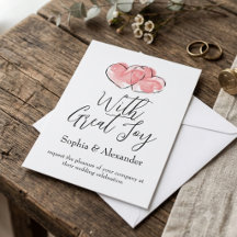 Coração de Aquarela de Casamento Rosa