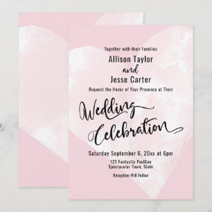Convite Coração de Aquarela na Celebração de Casamento Ros