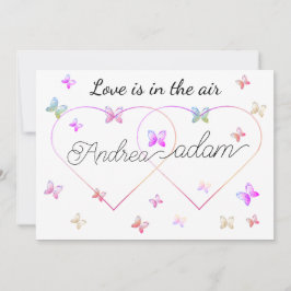 Convite coração de borboletas modernas voando