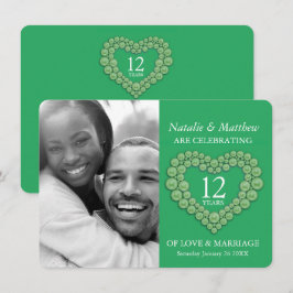Convite Coração de contas verde-jade para 12º aniversário